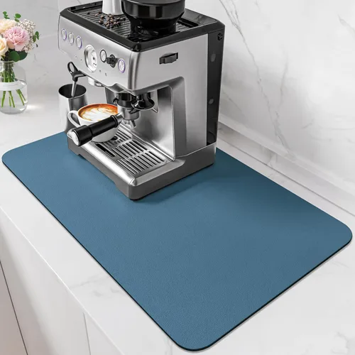 Miniatura 17 de PoYang Tapete de café extragrande de 31.5 x 17 pulgadas, accesorios de barra de café para encimera, tapete absorbente para secado de platos, Negro