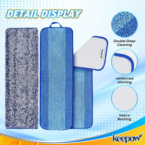 Miniatura 2 de KEEPOW Almohadilla de limpieza de microfibra de 18 pulgadas, almohadillas de repuesto para mopa para pisos de madera dura, almohadillas