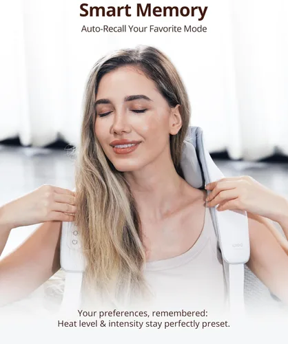 Miniatura 7 de Masajeador inalámbrico Shiatsu para cuello y espalda con calor, 10 minutos x 12 usos, 3 modos de masaje y 2 niveles de intensidad, amasamiento 3D