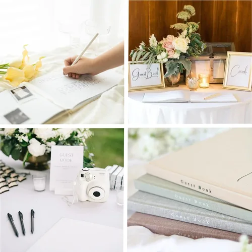 Miniatura 5 de Libro de invitados de boda personalizado 2026 año – Libro de visitas de fotos de lino para firmar en la recepción – Incluye esquinas de fotos