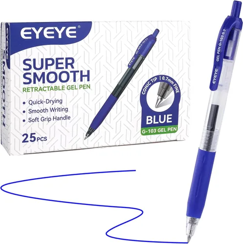 Miniatura 11 de EYEYE G-103 - Bolígrafos de gel retráctiles de 0.020 in, paquete de 25 bolígrafos de tinta de gel de punta extra fina, secado rápido, bolígrafo