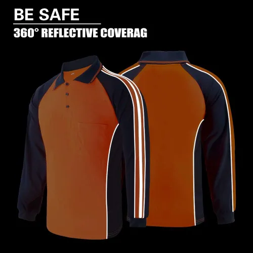 Miniatura 8 de Camisa de seguridad de alta visibilidad, manga corta y larga, polo reflectante, camisetas de trabajo para hombres