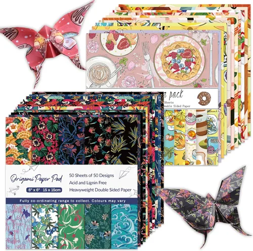 Miniatura 8 de Kit de papel de origami, 100 hojas de 2.47 oz/m², 6 pulgadas, cuadrados, de doble cara, 100 colores sólidos vívidos para manualidades a mano, papel
