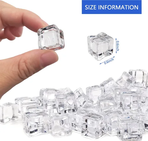 Miniatura 3 de Cubitos de hielo falsos, 100 piezas de hielo falso de 0.591 in, diamantes de cristal acrílico artificiales, rocas de hielo acrílicas, relleno