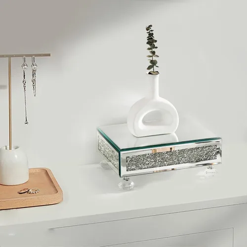 Miniatura 8 de TACIDON Elevador de cristal con espejo para fregadero de cocina, encimera de baño, decoración moderna. Soporte de pedestal de cristal
