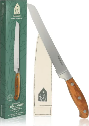 Bloomhouse - Dos veces ganador de las Cosas Favoritas de Oprah - Cuchillo de pan de 8 pulgadas – Hoja serrada de acero inoxidable alemán con mango