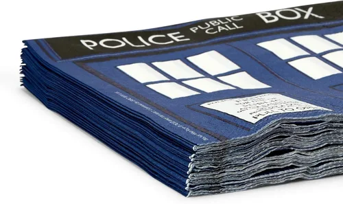 Miniatura 2 de Doctor Who TARDIS Servilletas de papel – Juego de 20 servilletas de fiesta de 6.5 pulgadas – Puerta de la policía Tardis – Vajilla temática
