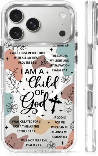 Miniatura 11 de Funda para iPhone 13/14 [compatible con Magsafe], funda magnética transparente de silicona a prueba de golpes con patrón de versículos de la Biblia