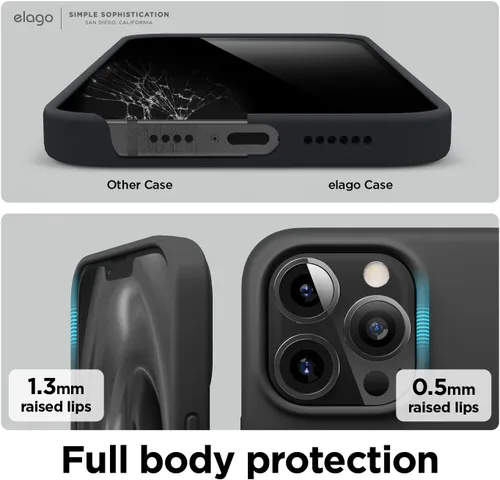 Miniatura 7 de elago Funda magnética de silicona compatible con MagSafe compatible con iPhone 13 Pro Max de 6.7 pulgadas, imanes integrados, funda protectora, Negro