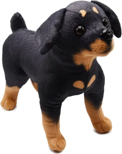 BABOLI Rottweiler realista animal de peluche extremadamente realista Rottie perro juguete negro cachorro muñeca para niños regalo o colección de