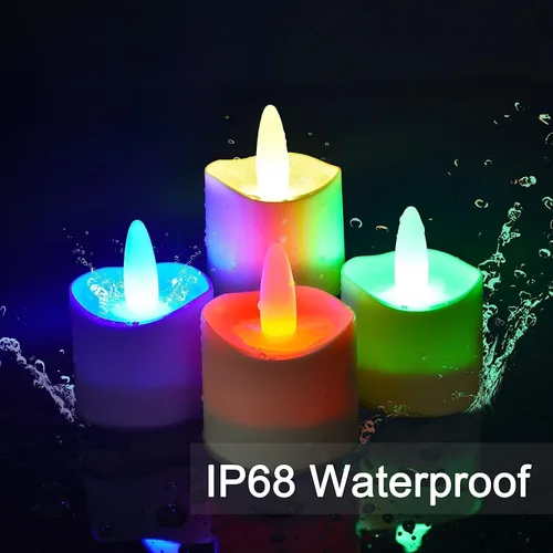 Miniatura 8 de HL Velas sin llama con temporizador remoto y estación de carga, más de 60 horas recargables, impermeables, para exteriores, velas de té RGB