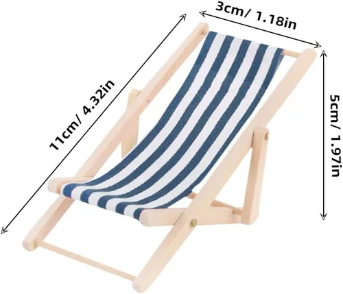 Miniatura 7 de Paquete de 3 sillas y mesa de playa en miniatura, juego de muebles de playa en miniatura a escala 1:12, sillas de playa pequeñas para decoración