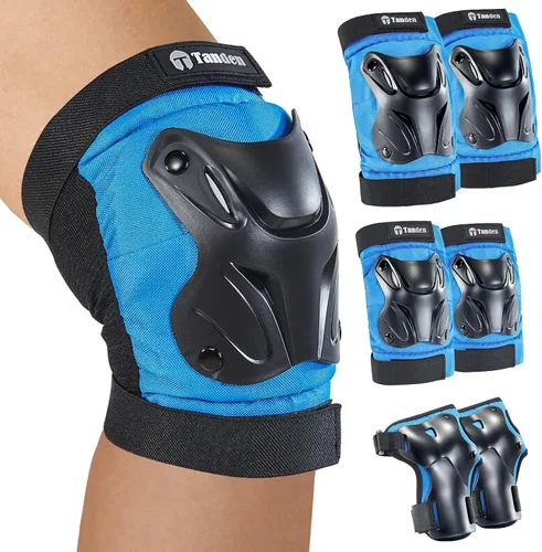 Miniatura 12 de Tanden Equipo de Protección para Patinaje Rodilleras y Coderas Protectores de Muñeca para Patinaje sobre Ruedas Monopatín, Almohadillas de Patinaje