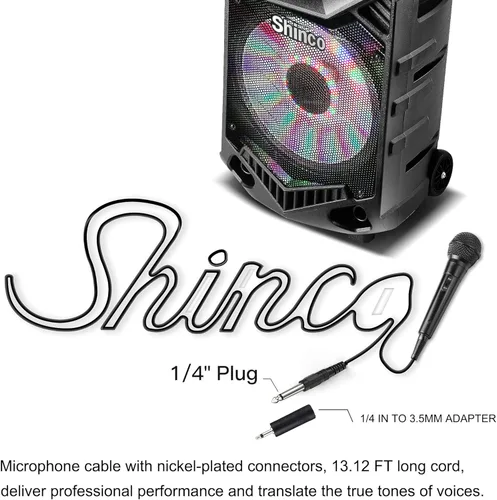 Miniatura 4 de Shinco Micrófono de mano, micrófono dinámico vocal cardioide con cable de 13 pies e interruptor de encendido/apagado, micrófono enchufable