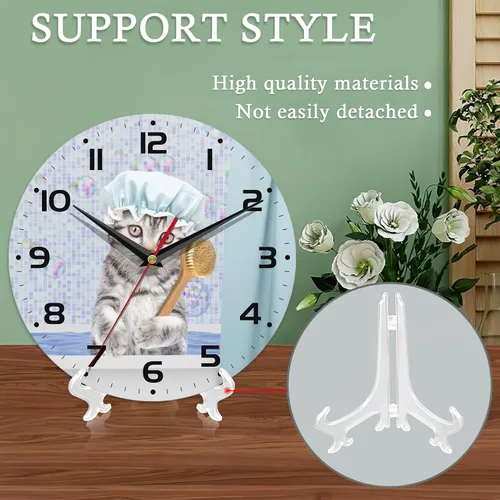 Miniatura 6 de Reloj de pared con diseño de gato, bonito reloj de pared para sala de estar, funciona con pilas, silencioso y sin tictac, decorativo para el hogar