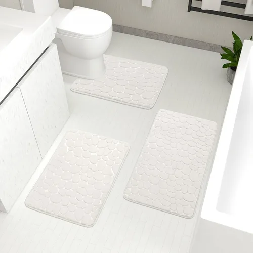 Miniatura 41 de YIHOUSE Juego de 2 tapetes de baño de espuma viscoelástica, antideslizantes, absorbentes de agua, lavables, para fregadero, inodoro y suelo Negro