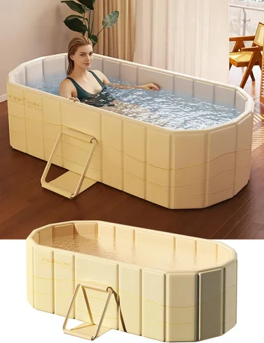 Bañera Portátil para Baño de Hielo - Bañera Plegable Colapsible para Adultos Ducha Baño SPA Caliente Remojo Bañera de Inmersión Fría Independiente