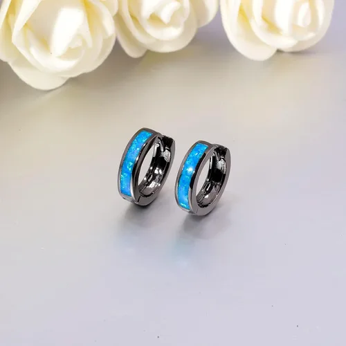 Miniatura 40 de CiNily Aretes Huggie de ópalo con bisagras, chapados en oro, hipoalergénicos, pequeños aretes de aro para mujeres, adolescentes, niñas, hombres