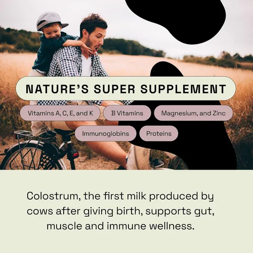 Miniatura 2 de MOOVE Polvo de calostro bovino sin sabor, vacas holandesas alimentadas con pasto, apoyo inmunológico e intestinal, proteína natural, superalimento