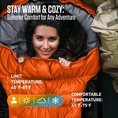 Miniatura 3 de VENTURE 4TH Saco de dormir para mochileros – XXL, tamaños dobles e individuales – Saco de dormir ligero para clima cálido y frío para adultos, niños