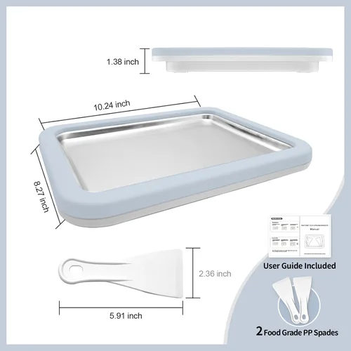 Miniatura 2 de Máquina para Hacer Helados Enrollados Máquina de Helado Instantáneo con 2 Espátulas Placa de Yogur Congelado Casero DIY Bandeja Instantánea