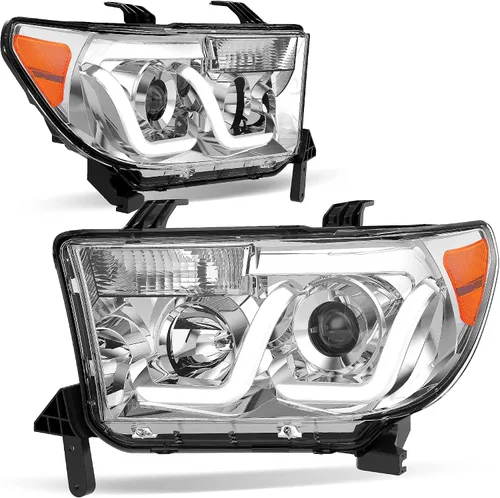AUTOSAVER88 Conjunto de faros LED DRL compatible con Tundra 2007 2008 2009 2010 2011 2012 2013/08-17 Sequoia par de faros delanteros con luz de
