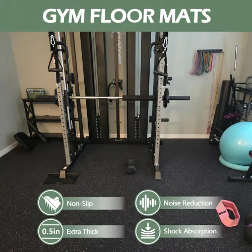 Miniatura 3 de Alfombrillas de goma entrelazadas de 24 pies cuadrados, suelo de ejercicio resistente para gimnasio en casa, levantamiento de pesas, yoga, sala