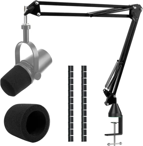 Miniatura 8 de Brazo de brazo de micrófono resistente para Rode Podmic, soporte de micrófono profesional con adaptador de 3/8 a 5/8 pulgadas para Shure SM7B, Blue