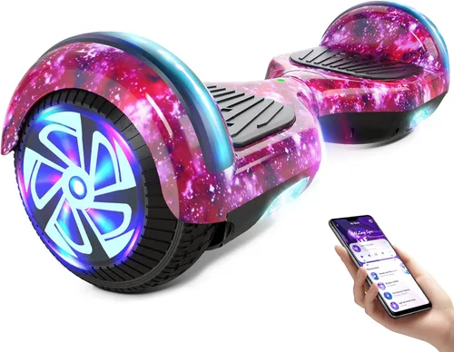 Scooter con luces LED Bluetooth Corlorful, ruedas de 6.5 pulgadas, scooter de motor dual de 300 W para niños, niñas, niños y adultos, todas las