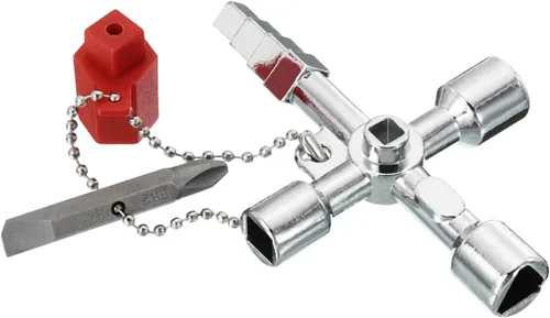 PATIKIL Llave cruzada de 4 vías, aleación de zinc, llave de apertura universal multifuncional para medidor de agua y gas, caja de plomeros, válvula