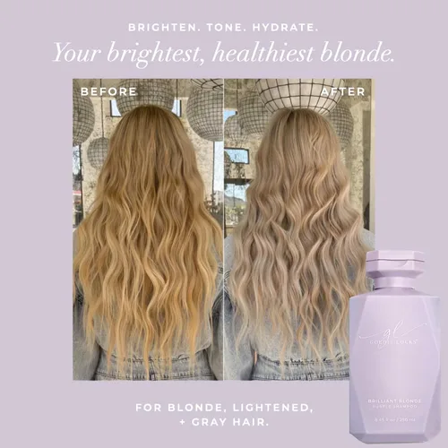 Miniatura 4 de Goldie Locks Brilliant Blonde Purple Shampoo - Ilumina y tonifica el cabello rubio, gris y aclarado, neutraliza el latón, sin sulfatos, seguro