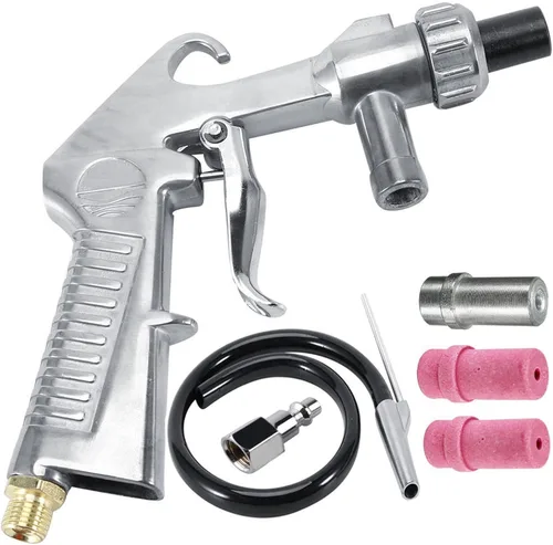 Kit de pistola de chorro de arena Jewboer para gabinete de chorro de arena con boquillas de manguera y punta