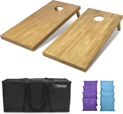 Miniatura 46 de GoSports 4 ft x 2 ft Regulation Size Wooden Cornhole Boards Set with Light Brown Finish - Includes Carrying Case and Bean Bags Negro- gris