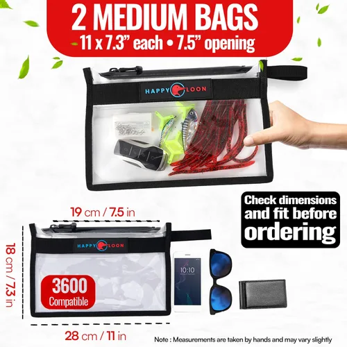 Miniatura 5 de Elite - Juego de bolsas impermeables para aparejos de pesca, 2 bolsas medianas, 100% sumergibles, flotadores con señuelo y cebo, cremallera de grado