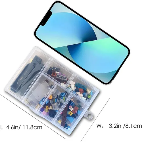 Miniatura 2 de Mini 6 rejillas, paquete de 2 cajas organizadoras de plástico, contenedor de almacenamiento para joyas, aparejos de pesca, aretes, diamantes