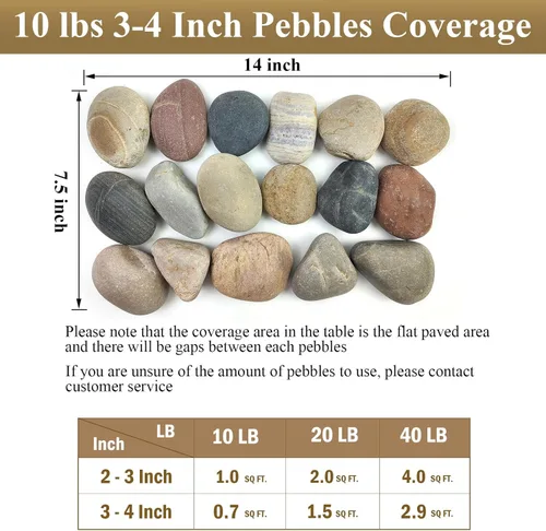 Miniatura 4 de FANTIAN Rocas grandes de río de 20 libras para paisajismo al aire libre, guijarros decorativos de 3 a 4 pulgadas para paisajismo, jardín, patio