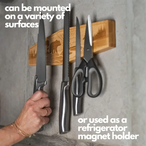 Miniatura 2 de Soporte de cuchillos mangético de alta calidad de 16 pulgadas para pared, imán grabado resistente para cuchillos, a rayas magnéticas de pared o Oso