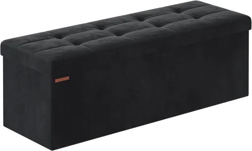 Miniatura 9 de SONGMICS Mazie Collection - Banco otomano de almacenamiento, reposapiés plegable, 15 x 43 x 15 pulgadas, banco de extremo de cama, baúl