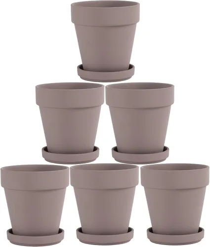 Miniatura 10 de Macetas de terracota con platillo, paquete de 6 macetas pequeñas de cerámica de arcilla de terracota de 4 pulgadas, ideal para cactus y suculentas