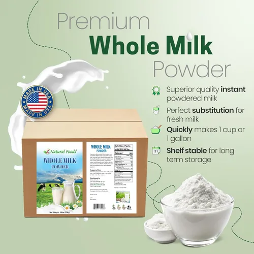 Miniatura 4 de Z Natural Foods - Leche en polvo entera premium - Leche en polvo para hornear, cocinar, bebidas - Leche en polvo seca, pasteurizada, sin OMG, sin