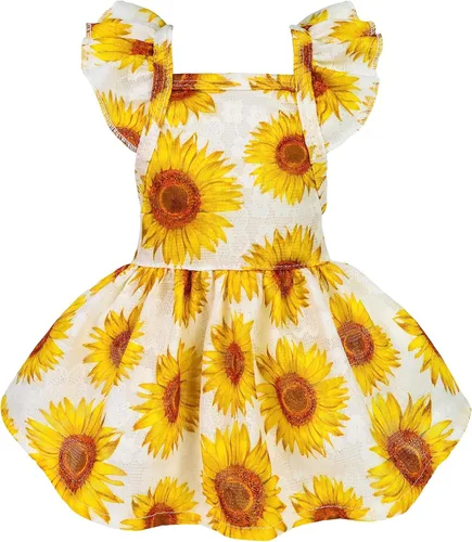 Miniatura 9 de Vestido de limón para perros Fitwarm, ropa para perros pequeños para niñas, ropa para mascotas para gatos, azul teja, amarillo, verde, XS