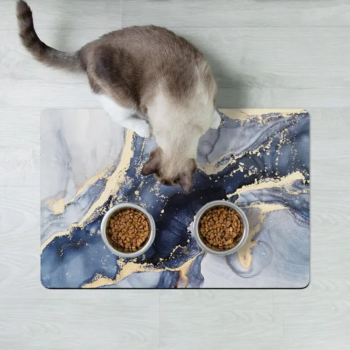 Miniatura 7 de Rnivvi Tapete de comida para perros, 12" x 19" pulgadas, absorbente de mármol, tapete para comida y agua, bonita alfombra de goma antideslizante