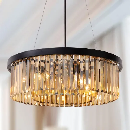 Miniatura 13 de Wellmet Lámpara de araña moderna de cristal para comedor, 6 luces negras de granja, lámpara colgante de cristal estilo granja, lámpara de techo