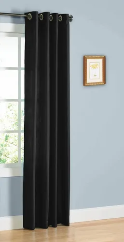 1 cortina de seda sintética para ventana, panel sólido de 55 x 63 pulgadas, 84 pulgadas, 95 pulgadas y 108 pulgadas de largo, ojales de bronce Negro
