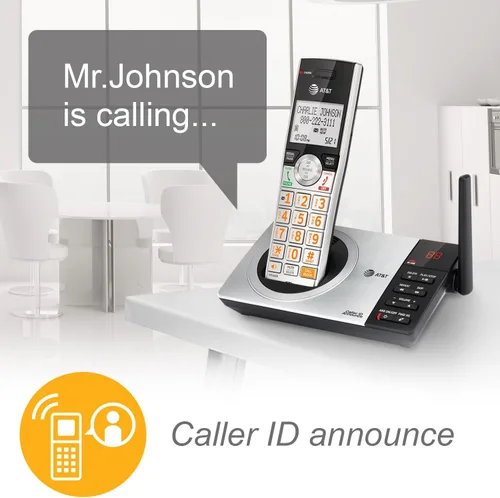 Miniatura 6 de Teléfono inalámbrico expandible DECT 6.0 con sistema de respuesta y bloqueador inteligente de llamadas de AT&T CL82207, Plateado/Negro