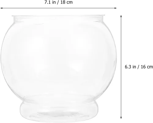 Miniatura 4 de POPETPOP - Cuenco de plástico pequeño para pecera, para escritorio, acuario, cuenco redondo transparente para plantas, hogar, oficina, jardín