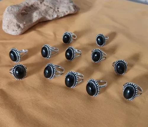 Miniatura 2 de LOt OF 12 PIC. Black Onyx 925 Silver Rings, Wedding Rings, Engagement Rings, Gemstone Rings, Statement Ring For Women, Vintage Style Ring, Handmade