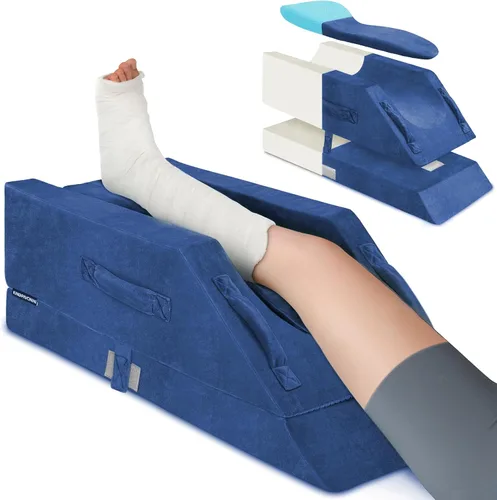 Miniatura 9 de KingPavonini Almohadas de elevación de piernas ajustables de 4 alturas para después de la cirugía con curva ergonómica, almohada de cuña de espuma