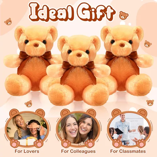 Miniatura 6 de Skylety - 10 piezas de osos de peluche, paquete de animales de peluche suaves con lazo de cinta para regalo, boda, fiesta de despedida de soltera