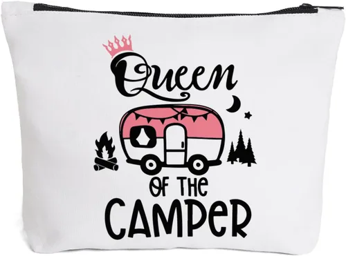 Accesorios para caravanas para remolques de viaje, Happy Camper, bolsa de maquillaje para fogata, regalos para campamentos retro vintage, decoración